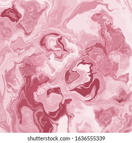 Trendy pink marble texture with rose gold. Paint swirls beautiful art. Abstract foliage rose gold blush background. Chic trendy print vector illustration.