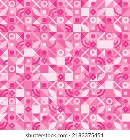 Trendy pinkish design seamless pattern. Geometric shapes in Bauhaus ornament. Vector illustration of geometrical pattern. EPS 10