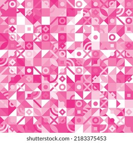 Trendy pinkish design seamless pattern. Geometric shapes in Bauhaus ornament. Vector illustration of geometrical pattern. EPS 10