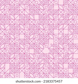 Trendy pinkish design seamless pattern. Geometric shapes in Bauhaus ornament. Vector illustration of geometrical pattern. EPS 10