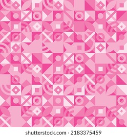 Trendy pinkish design seamless pattern. Geometric shapes in Bauhaus ornament. Vector illustration of geometrical pattern. EPS 10