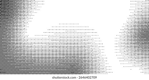 Trendy pixelated bitmap texture. Halftone gradient in Y2K style. Vector pixel template.