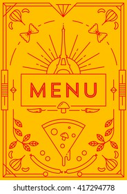 Trendy Pizza Menu Design with Linear Icons