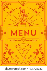 Trendy Pizza Menu Design with Linear Icons