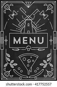 Trendy Pizza Menu Design with Linear Icons