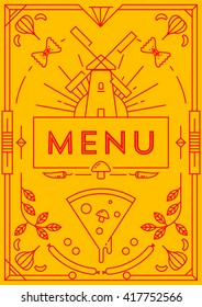 Trendy Pizza Menu Design with Linear Icons