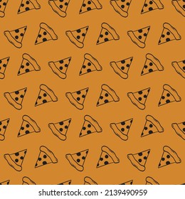 Trendy pizza pattern with hand drawn pizza slices.