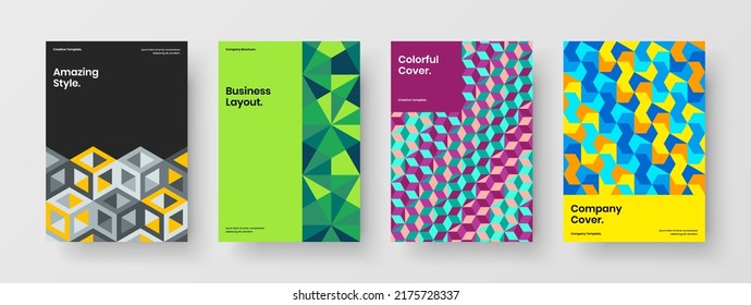 Trendy placard vector design template set. Premium mosaic shapes annual report concept bundle.