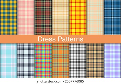 Trendy plaid bundles, textile design, checkered fabric pattern for shirt, dress, suit, wrapping paper print, invitation and gift card.