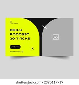 Trendy podcast tips and tricks thumbnail banner design, podcast live stream video cover, editable vector eps 10 file format