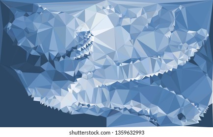 Trendy polygonal blue background with abstract mosaic pattern. Blank space for text.