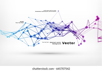 Trendy polygonal wireframe mesh poster template. Connected dots and lines abstract geometric structure. Social network concept cover page. Digital data visualization technology placard. Eps10 vector