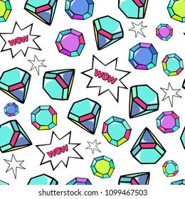 trendy pop art seamless vector pattern with diamonds