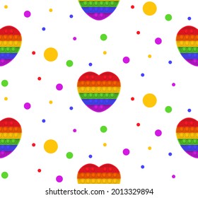 trendy pop it fidget. Square shape. Hand toy with push bubbles for kids. Sensory fidget in rainbow colors. Relax popit vector illustration