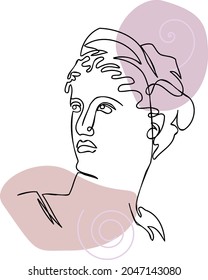 Trendy portrait of rome statue. Line art vector