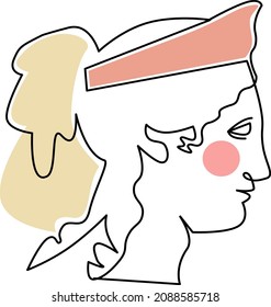 Trendy portrait of rome statue. Line art vector