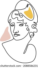 Trendy portrait of rome statue. Line art vector