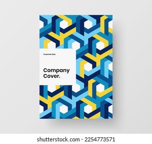 Trendy postcard A4 vector design concept. Premium mosaic hexagons corporate identity layout.