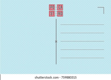 Trendy Postcard Colored Inner Side Blank Template with Logo Lettering Modern Composition - Multicolor Elements on Wallpaper Texture Background - Contemporary Vector Graphic Design
