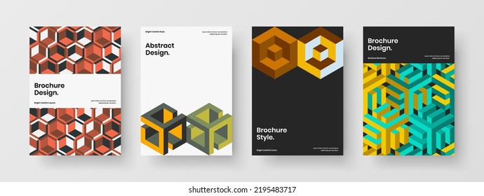 Juego de concepto de vector de diseño de póster A4 a la moda. Composición de diseño de folletos de formas geométricas únicas.
