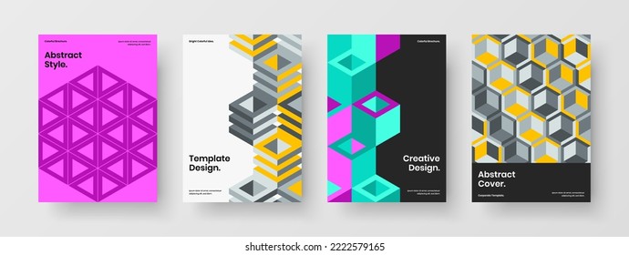Trendy Poster A4 Design Vektorkonzept Komposition. Helle geometrische Fliesen Jahresbericht-Vorlagenbündel.