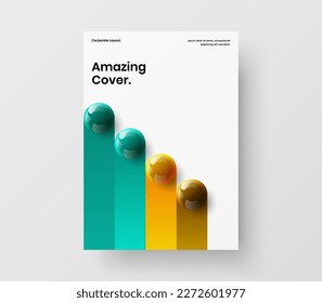 Trendy poster A4 design vector layout. Abstract realistic balls corporate identity illustration.