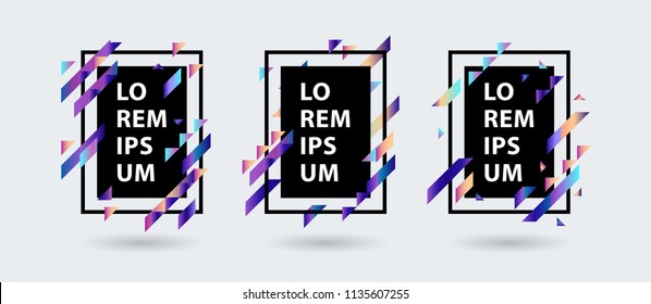Trendy poster, banner background template with vibrant blue purple gradient bold color abstract geometric triangle polygonal shapes. Vector modern layout, backdrop with space text illustration
