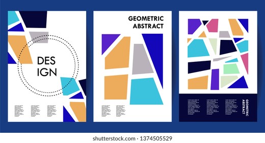 Trendy poster cover template with abstract memphis geometric style set collections vector illustration