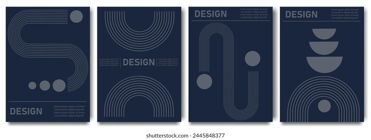 Trendy poster design with golden line, ornament, shapes, borders. Elegant card vector perfect for banner, background, wallpaper, booklet. 