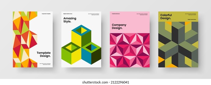 Trendy poster design vector illustration composition. Original mosaic shapes company cover concept set.