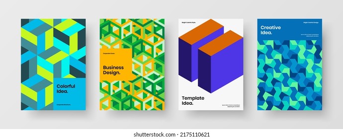 Trendy poster design vector layout composition. Vivid geometric pattern company identity concept set.