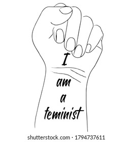 trendy poster with i am a feminist for print design. Typography poster. Social movement quote. Motivational poster. Slogan, inspirational, motivation quote.