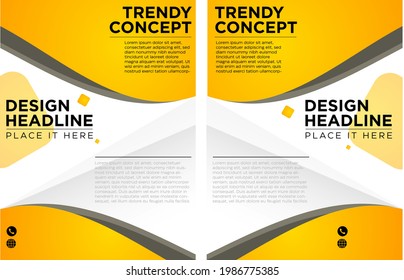 Trendy Poster and Flyer Design in Yellow and Gray Color Concept Vector Eps 10 Format. New Cool trending design front and back