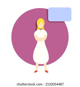 Trendy poster with young girl and message.  Woman in white. Contemporary design for postcard, banners, wallpaper, posters. Lifestyle illustration. 