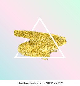 Trendy posters with gold glitter texture background. Use to card, invitation, placard, brochure, flyer, cover. Geometric abstract modern style. Trendy colors. Abstract geometric composition. 