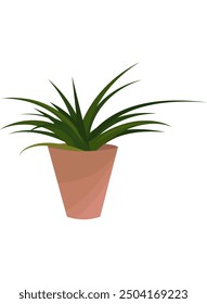 Trendy potted plants for home. Flat houseplant in pot for interior. Indoor green plant. Vector illustration