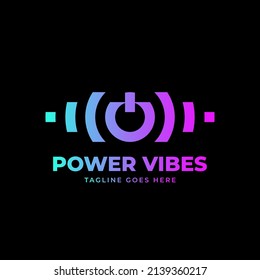 trendy power button music spectrum vector logo design element