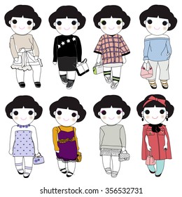 Trendy Pre Fall Collection Fashion Wonder Girls Character illustration