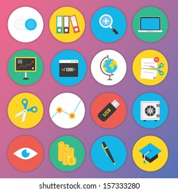 Trendy Premium Flat Icons for Web and Mobile Applications Set 4