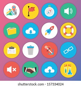 Trendy Premium Flat Icons for Web and Mobile Applications Set 6