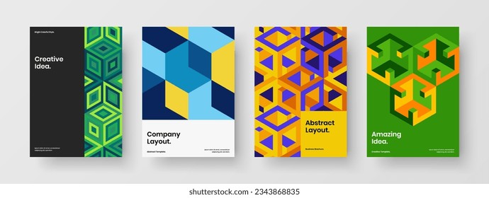 Trendy Präsentation A4 Design Vektorgrafik Sammlung. Minimalistische Mosaikfliesen Corporate Cover Template Bundle.