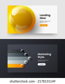 Trendy presentation vector design illustration composition. Original realistic spheres leaflet layout collection.