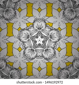 Trendy print. Beautiful vector pattern for decoration and design. Exquisite pattern of watercolor flowers in vintage style. Seamless pattern with ditsy flowers in white, black and yellow colors.
