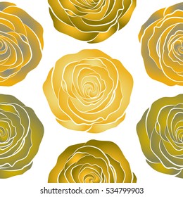 Trendy print. Exquisite pattern for design with rose flowers. Vintage, retro. Seamless watercolor pattern with brown, neutral and yellow roses. Beautiful pattern for decoration and design.