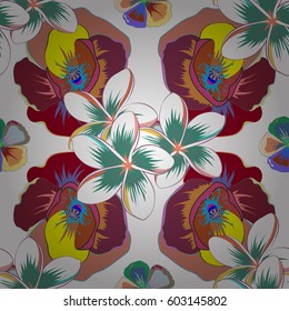 Trendy print. Exquisite pattern of watercolor flowers, vintage style. Watercolor seamless pattern with ditsy flowers in blue, violet and pink colors. Beautiful vector pattern for decoration and design