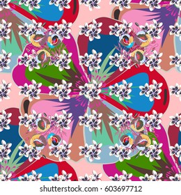 Trendy print. Exquisite pattern of watercolor flowers in vintage style. Watercolor seamless pattern with ditsy flowers in green and blue colors. Beautiful vector pattern for decoration and design.