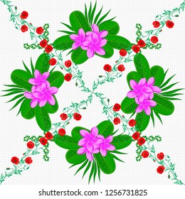 Trendy print. Seamless multicolored pattern with white, green and pink poppies. Vintage, retro. Beautiful pattern for decoration and design. Exquisite pattern for design with poppy flowers.