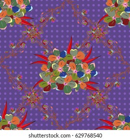 Trendy print in vintge style. Exquisite pattern with flowers, watercolor effect. Watercolor seamless pattern with flowers in green and red colors. Beautiful vector pattern for decoration and design.