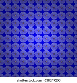 Trendy print with watercolor ditsy cosmos flowers on a blue background. Beautiful vector seamless pattern for decoration and design. Exquisite pattern with cosmos flowers in vintage style.