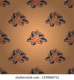 Trendy print with watercolor plumeria flowers in beige, gray and yellow colors. Beautiful vector seamless pattern for decoration and design. Exquisite pattern with plumeria flowers in vintage style.